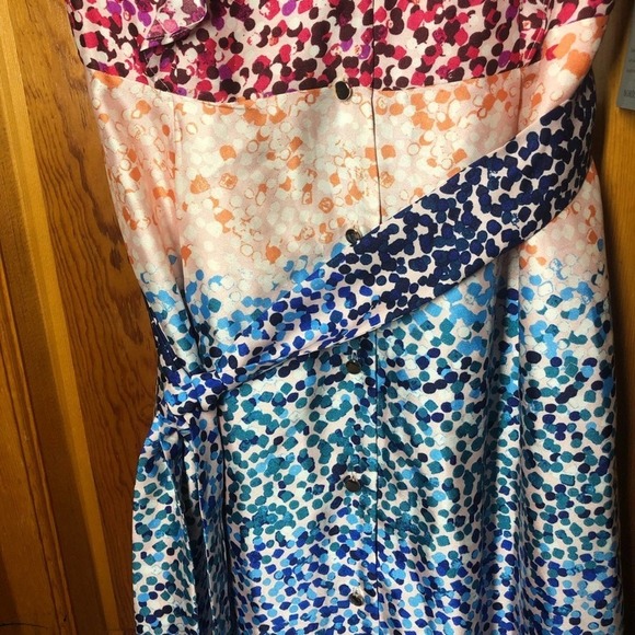 JULIA JORDAN JJ37939 A-Line Tie Waist Belt Multicolor Dot Midi Dress Size 8 NEW - Picture 7 of 11